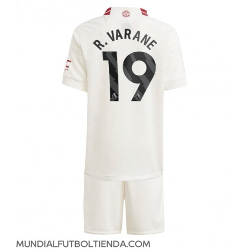 Camiseta Manchester United Raphael Varane #19 Tercera Equipación Replica 2023-24 para niños mangas cortas (+ Pantalones cortos)